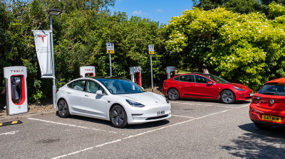 tesla parked